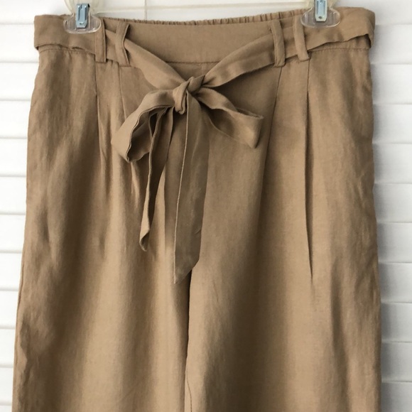 Forever 21 Linen Blend Pants Trousers Tan SZ M - Picture 2 of 8